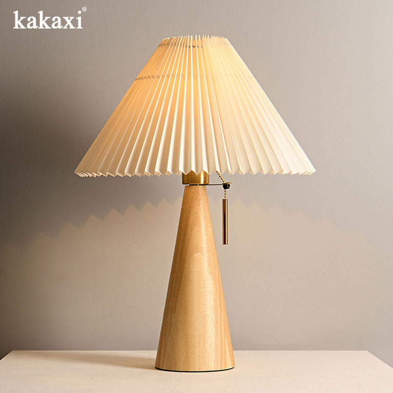 Desk Setup Vintage - Retro Solid Wood Table Lamp Nordic