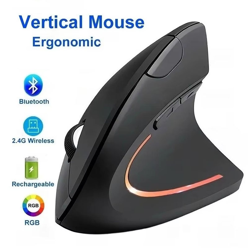 Desk Setup Study - Ergonomically Compliant Vertical Mouse 2.4GHz Bluetooth