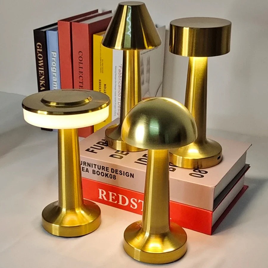 Desk Setup Study - LED Touch Table Lamp Rechargeable Retro
