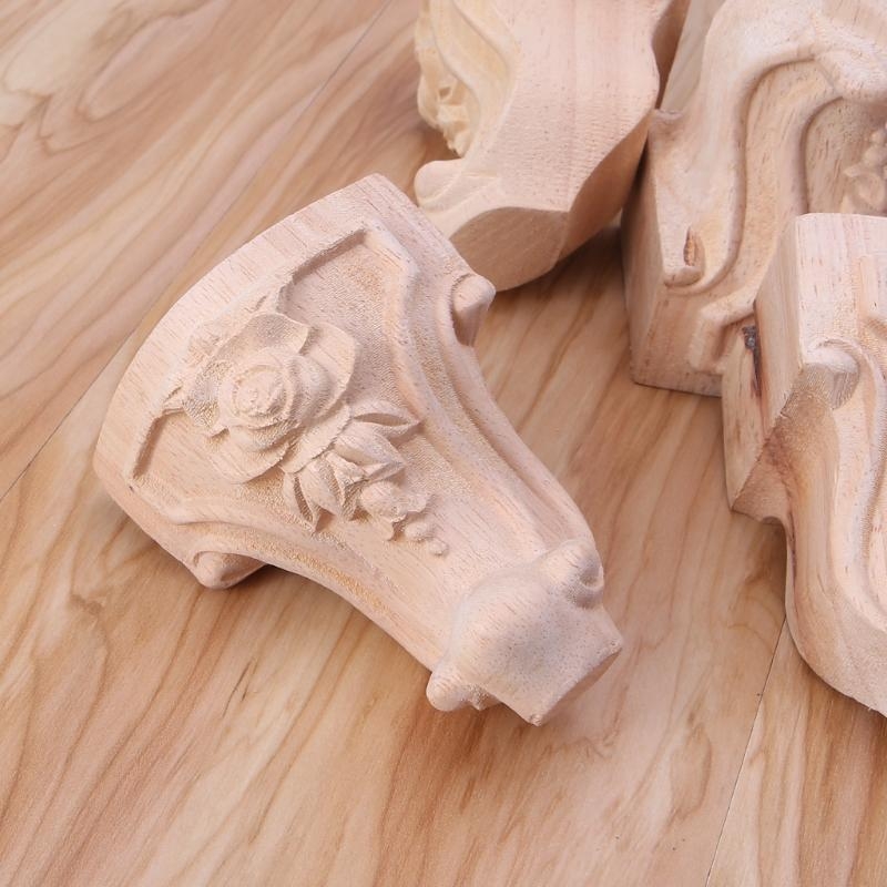 Desk Setup Vintage - 4Pcs Wooden Carved Furniture Legs Vintage