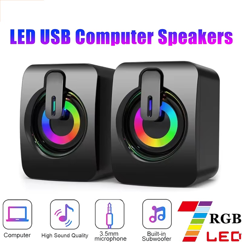 Desk Setup Speakers - Computer Speakers HiFi Stereo Microphone Audio
