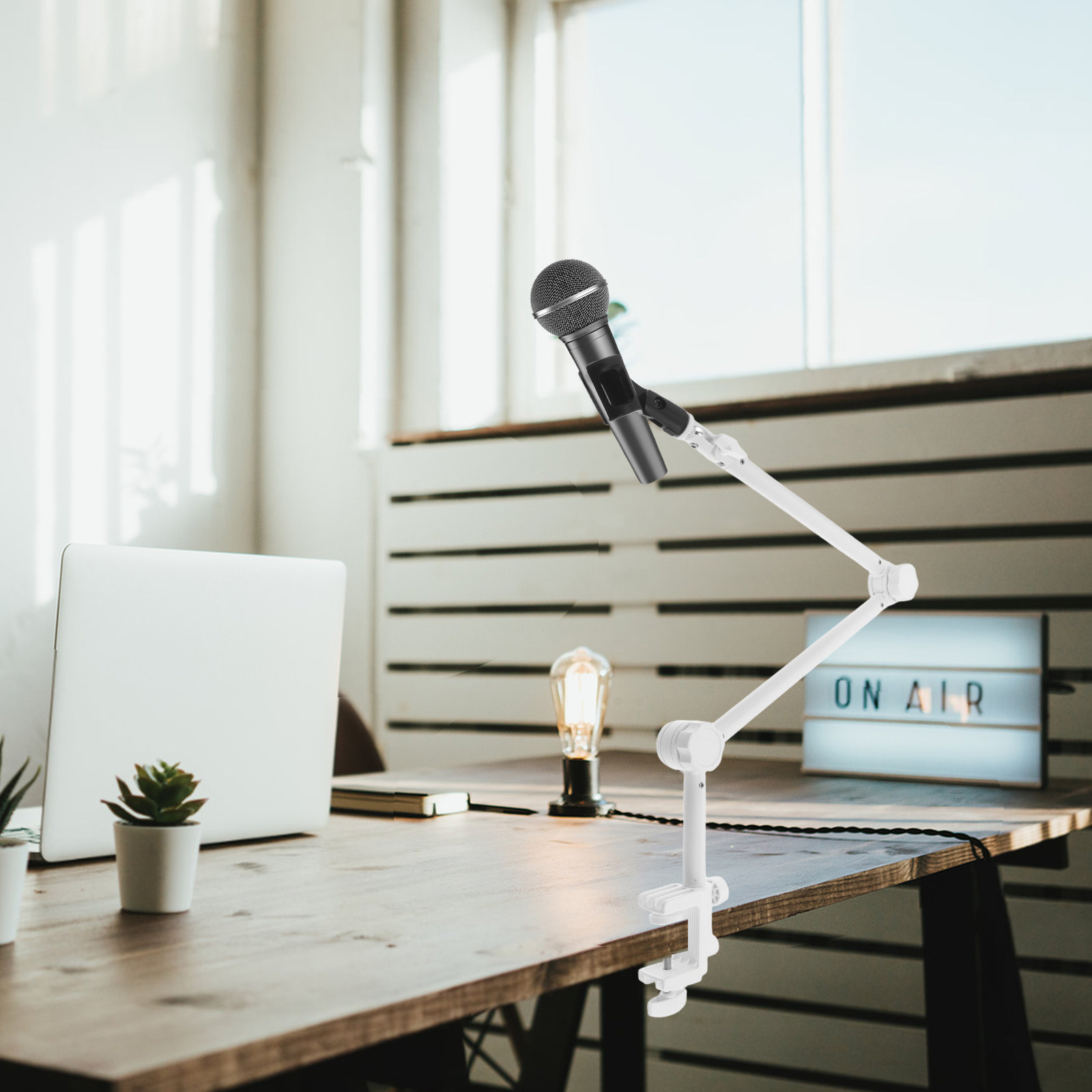 Desk Setup Studio - 1Set Microphone Boom Arm White Adjustable