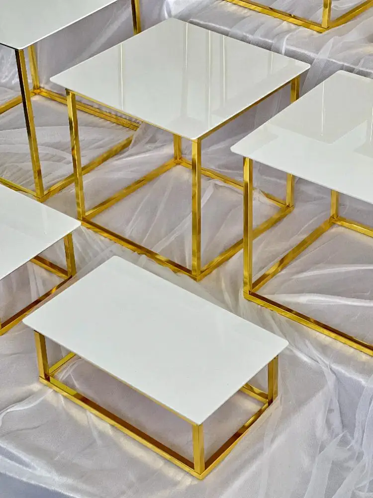 12-20 PCS Luxury Gold Frame Wh - Desk Setup Riser recension och pris