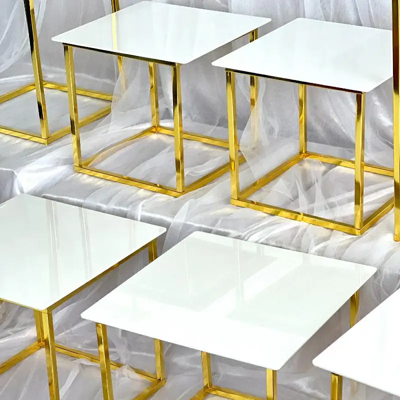 12-20 PCS Luxury Gold Frame Wh - Desk Setup Riser recension och pris