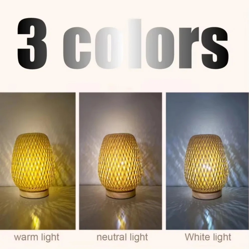 Bamboo Woven lamp Simple Bedro - Desk Setup Study recension och pris