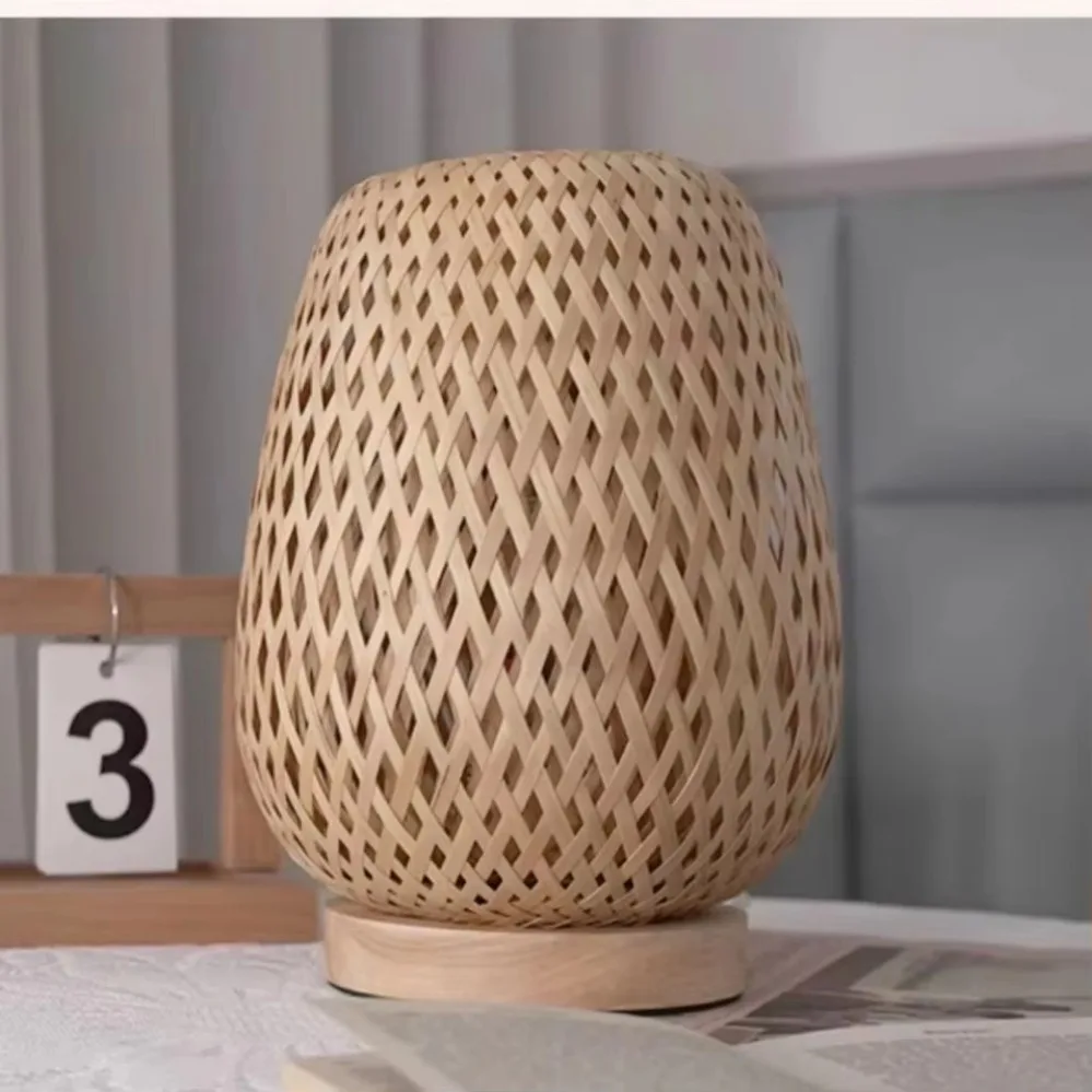 Bamboo Woven lamp Simple Bedro - Desk Setup Study recension och pris