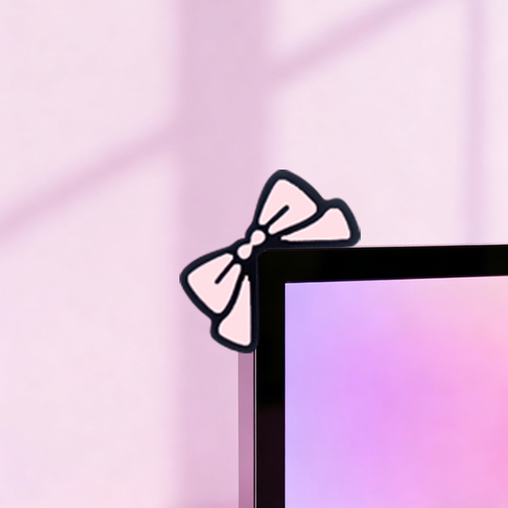 Cute Pink Bow Monitor Decor Ka - Desk Setup With Laptop And Monitor recension och pris