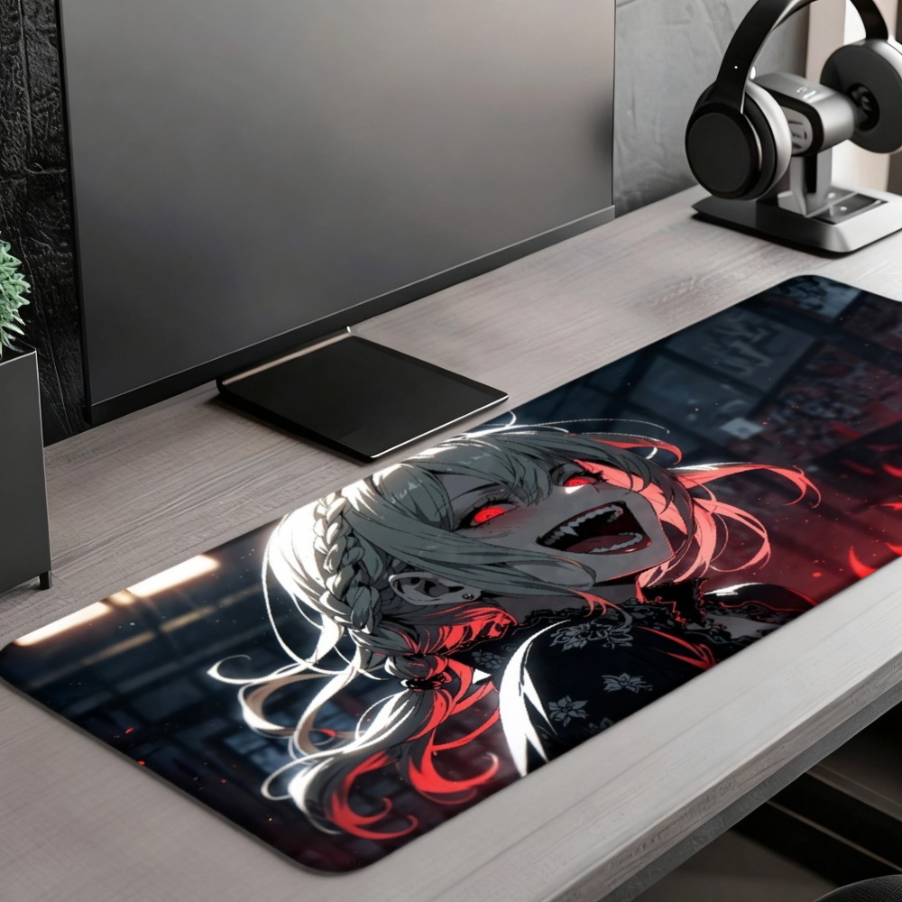 An anime girl with red flames  - Desk Setup Designer recension och pris