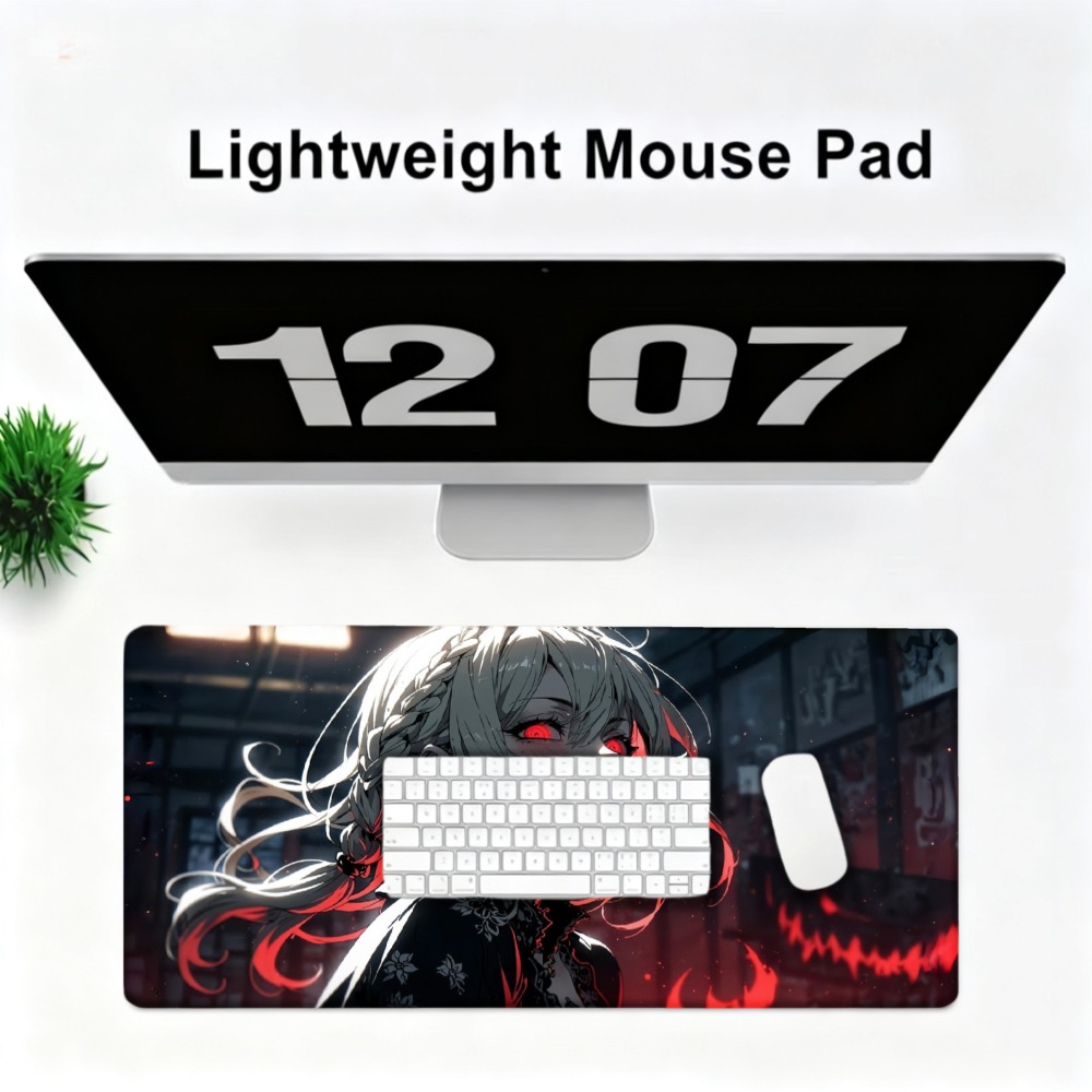 An anime girl with red flames  - Desk Setup Designer recension och pris
