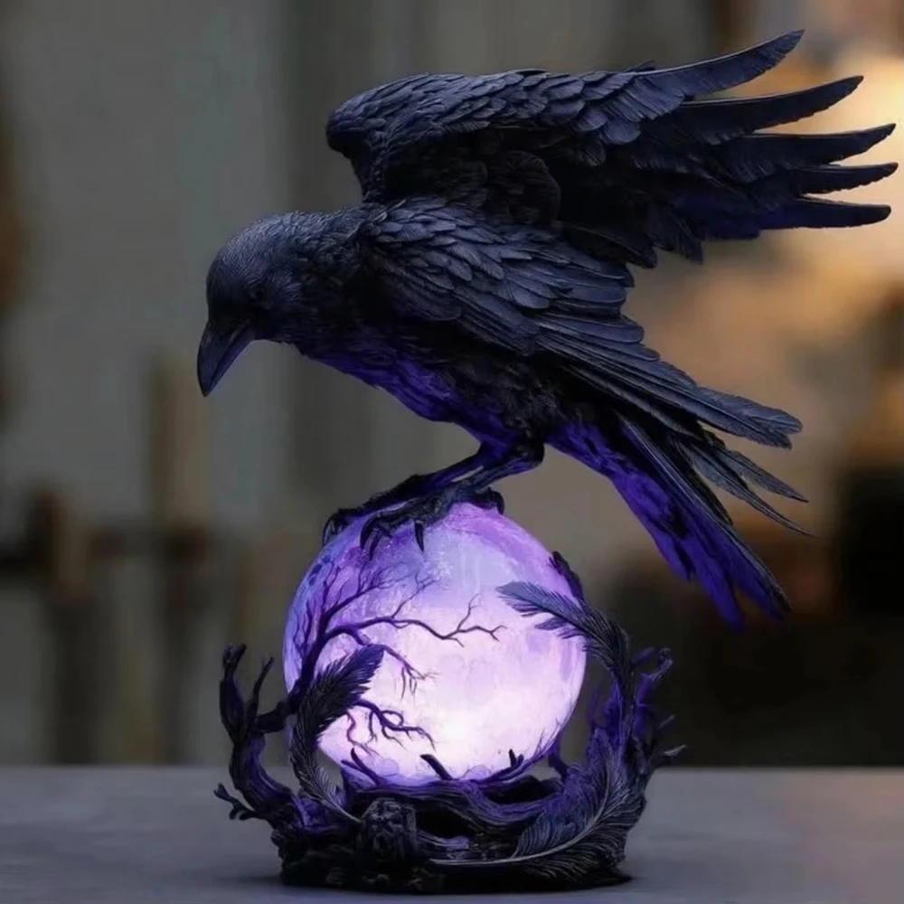 Creative Gothic Raven LED Lamp - Desk Setup Dark recension och pris