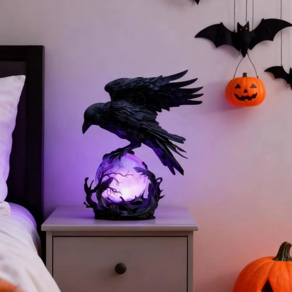 Creative Gothic Raven LED Lamp - Desk Setup Dark recension och pris