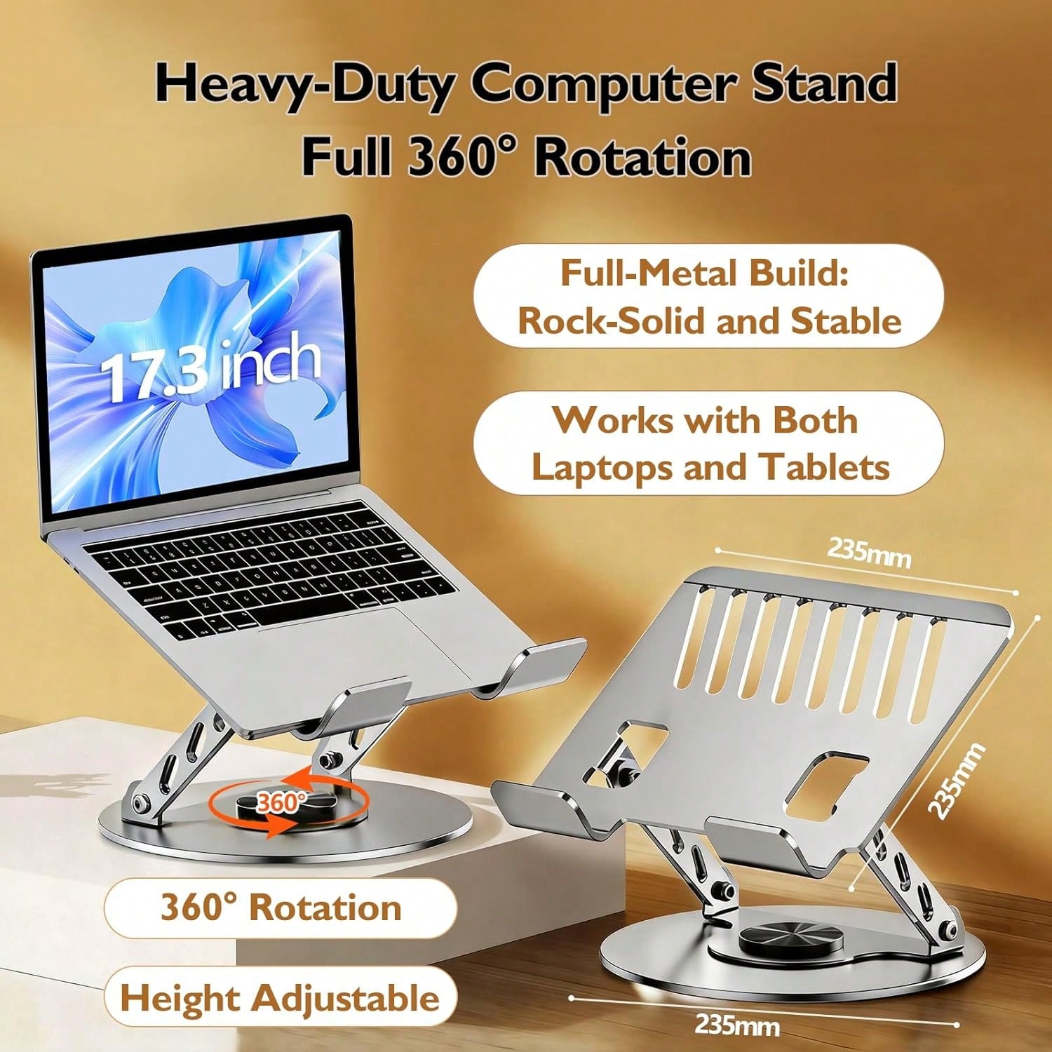 360 Rotating Laptop Stand, Fol - Desk Setup Riser recension och pris