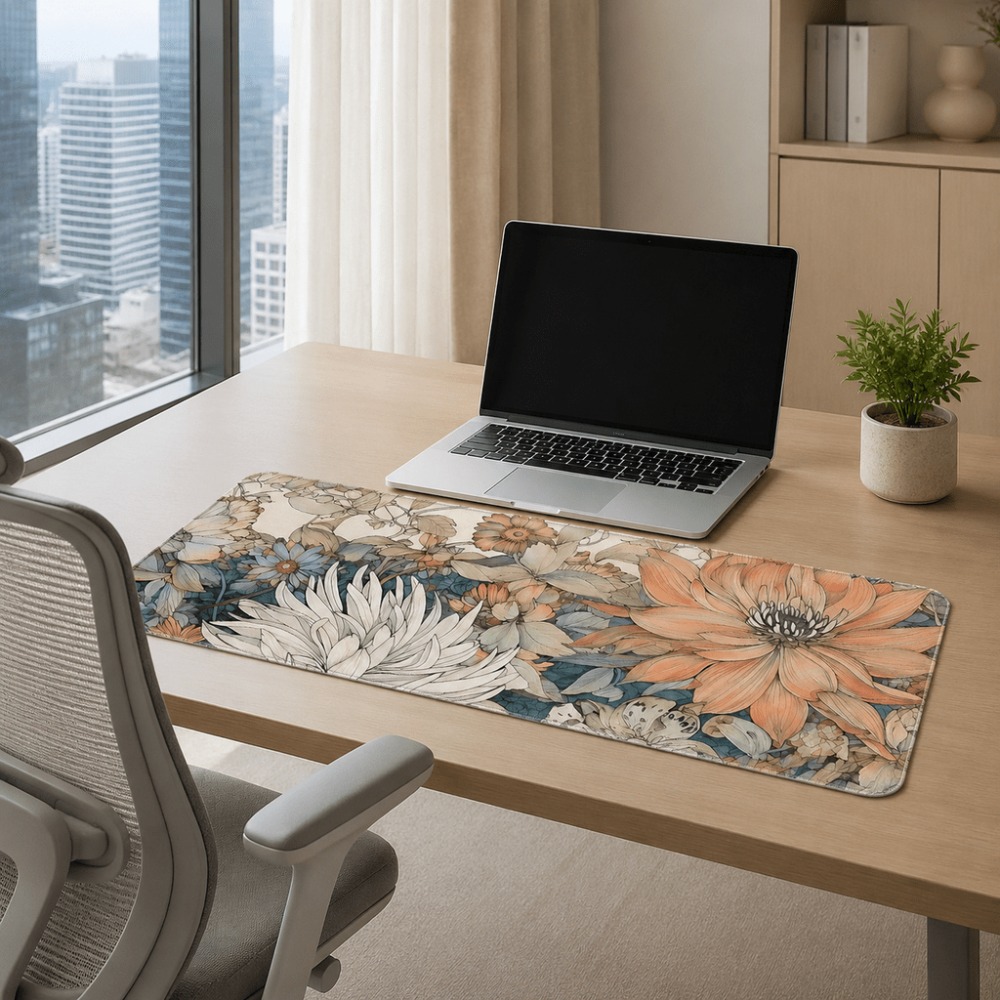 Retro floral table mat, featur - Desk Setup With Plants recension och pris