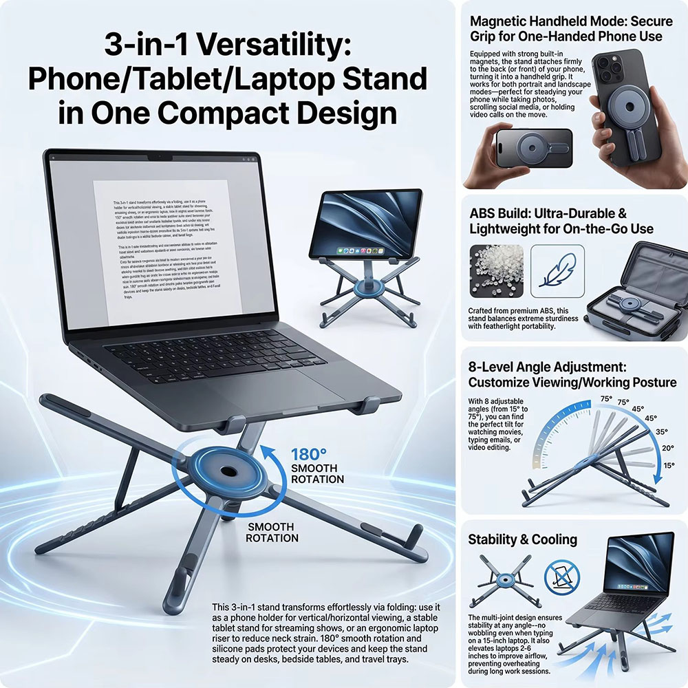 Portable Magnetic Phone Holder - Desk Setup Stand recension och pris