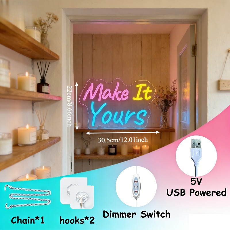 Make It Yours Neon Sign LED US - Desk Setup Inspiration recension och pris